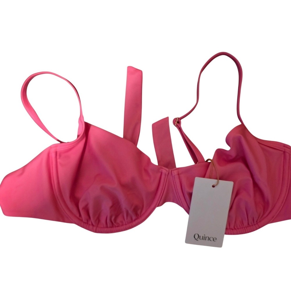 Quince Women's Italian Demi Bikini Top  XL Pink Underwire Recycled Tie Back